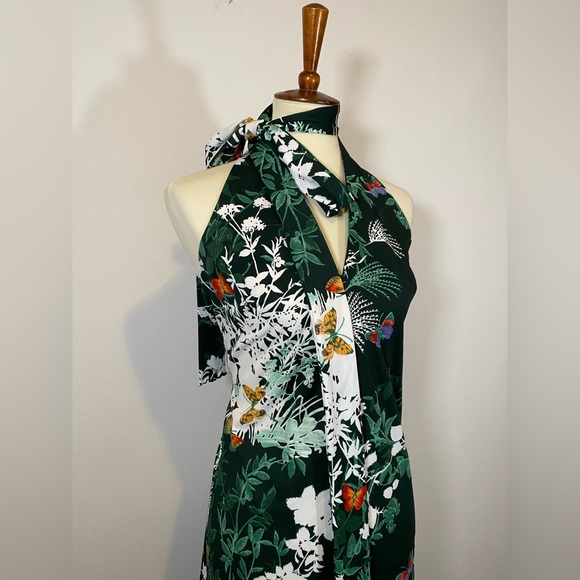 70s VTG Butterfly Maxi Dress and Fringe Shawl - Picture 9 of 17